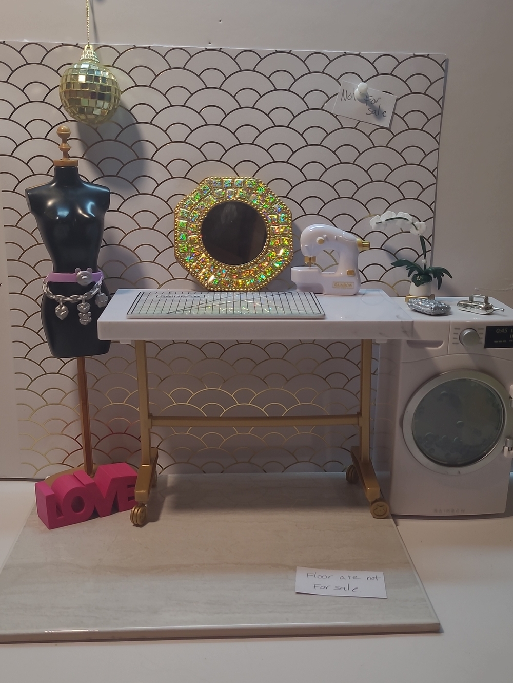 Rainbow Hgh,Doll Furniture Lot Sewing Studio And Working Washing Machine.